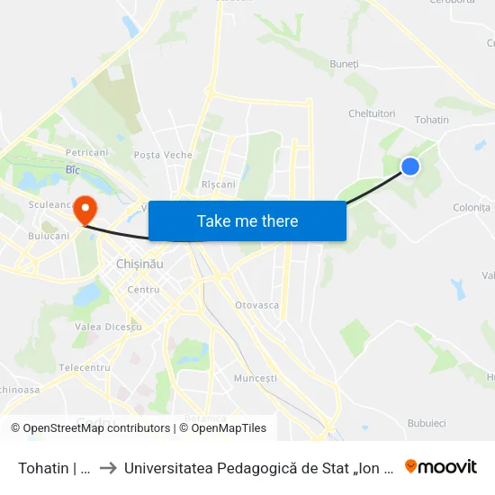 Tohatin | Vile to Universitatea Pedagogică de Stat „Ion Creangă” map