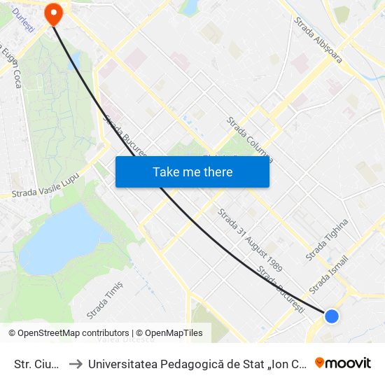 Str. Ciuflea to Universitatea Pedagogică de Stat „Ion Creangă” map