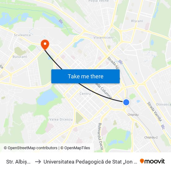 Str. Albișoara to Universitatea Pedagogică de Stat „Ion Creangă” map