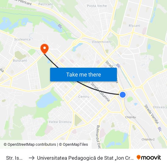 Str. Ismail to Universitatea Pedagogică de Stat „Ion Creangă” map