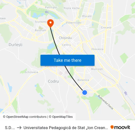 S.D.T. to Universitatea Pedagogică de Stat „Ion Creangă” map