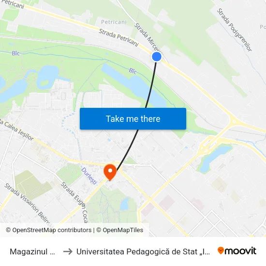 Magazinul Pegas to Universitatea Pedagogică de Stat „Ion Creangă” map