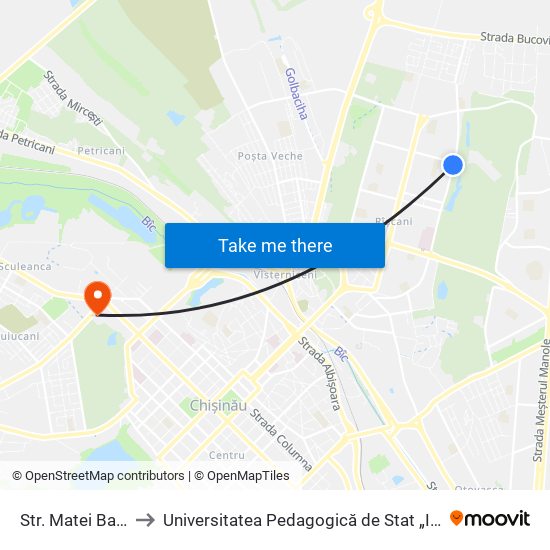 Str. Matei Basarab to Universitatea Pedagogică de Stat „Ion Creangă” map