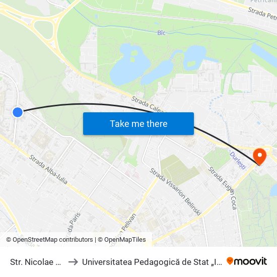 Str. Nicolae Costin to Universitatea Pedagogică de Stat „Ion Creangă” map