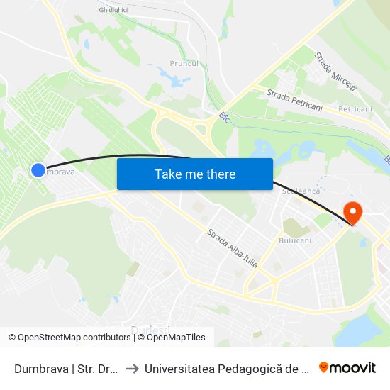 Dumbrava | Str. Drumul Vilelor to Universitatea Pedagogică de Stat „Ion Creangă” map