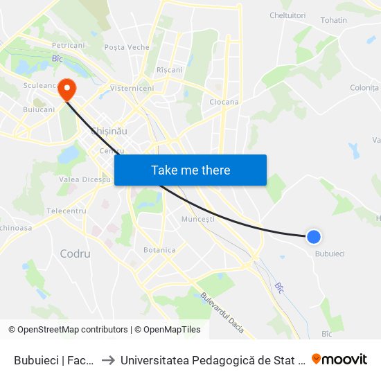 Bubuieci | Facultativă to Universitatea Pedagogică de Stat „Ion Creangă” map