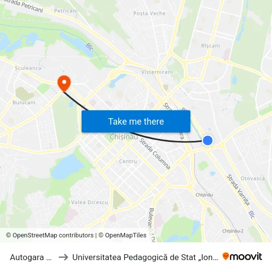 Autogara Nord to Universitatea Pedagogică de Stat „Ion Creangă” map