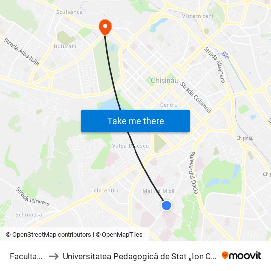 Facultativă to Universitatea Pedagogică de Stat „Ion Creangă” map