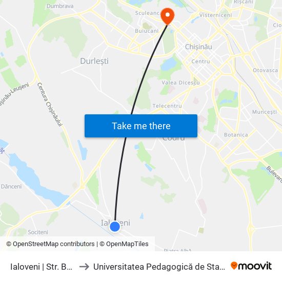 Ialoveni | Str. Basarabia to Universitatea Pedagogică de Stat „Ion Creangă” map