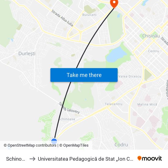Schinoasa to Universitatea Pedagogică de Stat „Ion Creangă” map