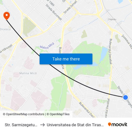 Str. Sarmizegetusa to Universitatea de Stat din Tiraspol map