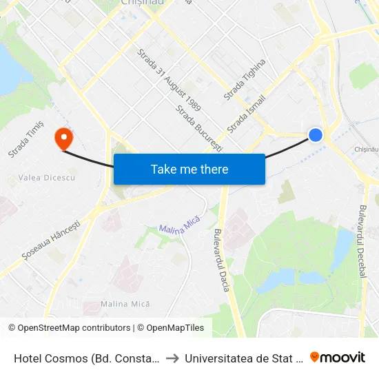 Hotel Cosmos (Bd. Constantin Negruzzi) to Universitatea de Stat din Tiraspol map