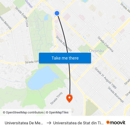 Universitatea De Medicină to Universitatea de Stat din Tiraspol map