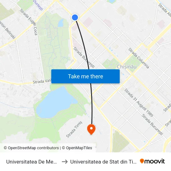 Universitatea De Medicină to Universitatea de Stat din Tiraspol map