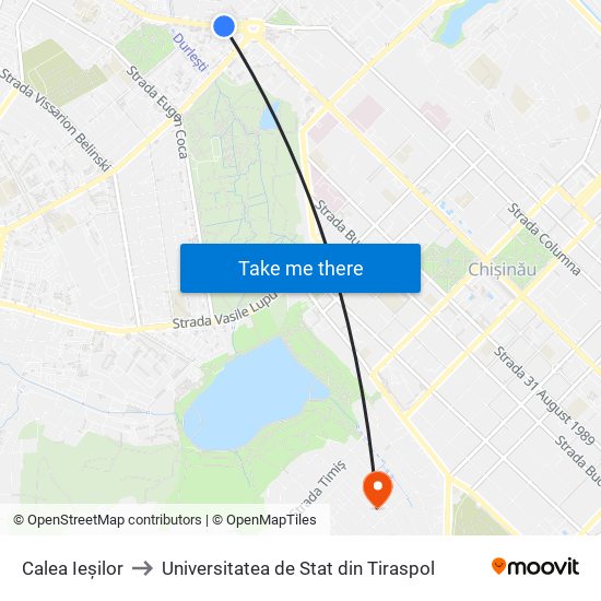 Calea Ieșilor to Universitatea de Stat din Tiraspol map