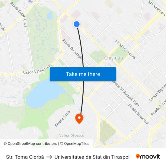 Str. Toma Ciorbă to Universitatea de Stat din Tiraspol map