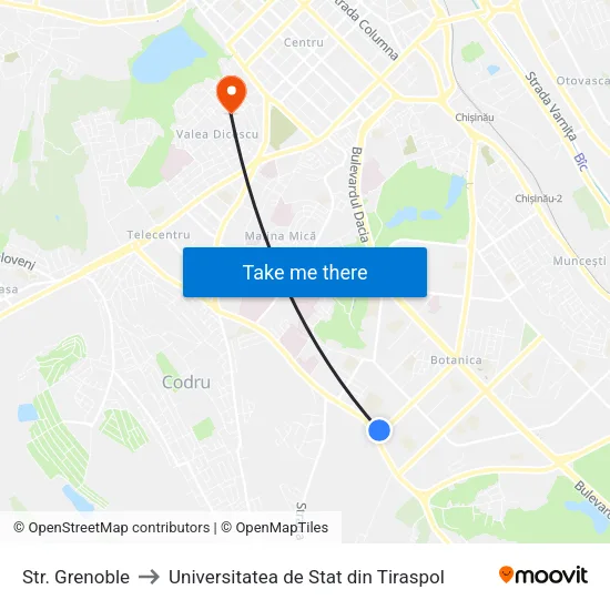 Str. Grenoble to Universitatea de Stat din Tiraspol map