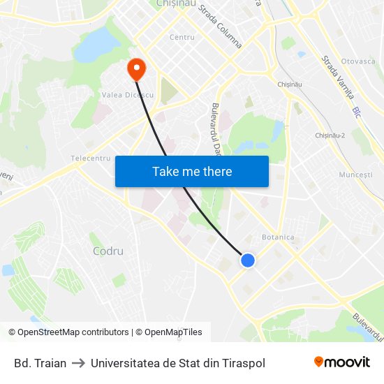 Bd. Traian to Universitatea de Stat din Tiraspol map