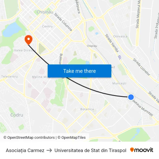 Asociația Carmez to Universitatea de Stat din Tiraspol map