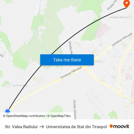 Str. Valea Radiului to Universitatea de Stat din Tiraspol map