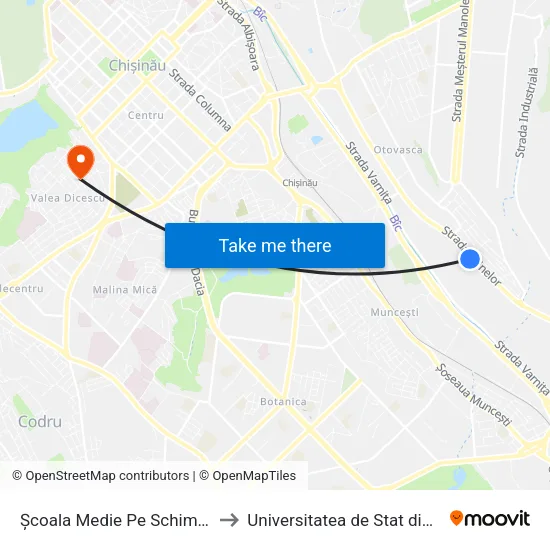 Școala Medie Pe Schimburi Nr. 3 to Universitatea de Stat din Tiraspol map