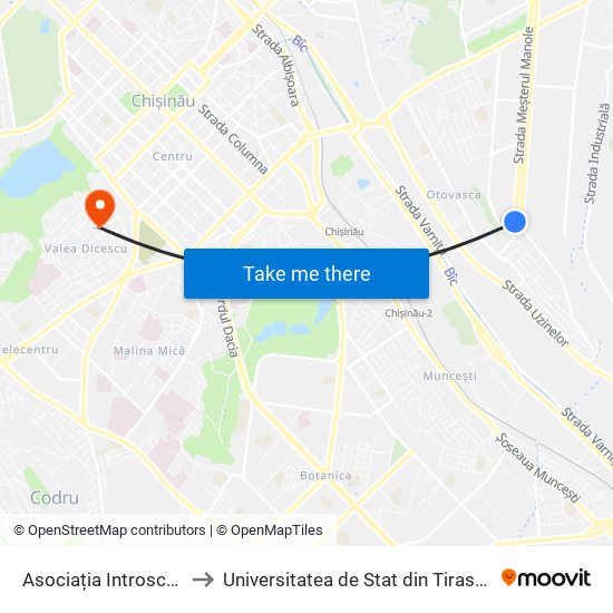 Asociația Introscop to Universitatea de Stat din Tiraspol map