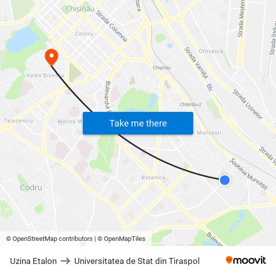 Uzina Etalon to Universitatea de Stat din Tiraspol map