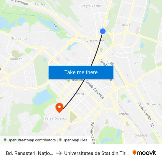 Bd. Renașterii Naționale to Universitatea de Stat din Tiraspol map