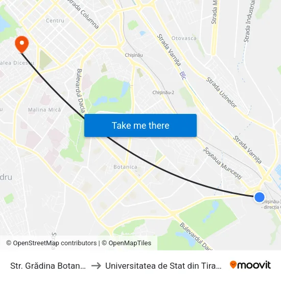 Str. Grădina Botanică to Universitatea de Stat din Tiraspol map