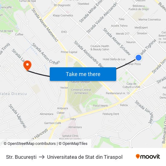 Str. București to Universitatea de Stat din Tiraspol map