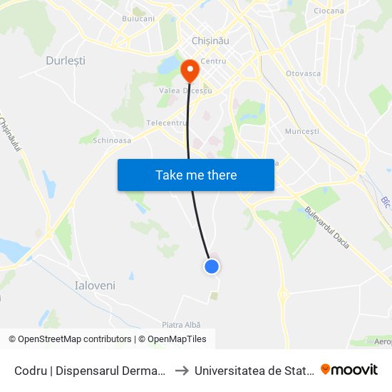 Codru | Dispensarul Dermato - Venerologic to Universitatea de Stat din Tiraspol map