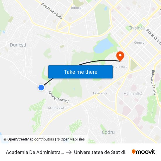 Academia De Administrare Publică to Universitatea de Stat din Tiraspol map