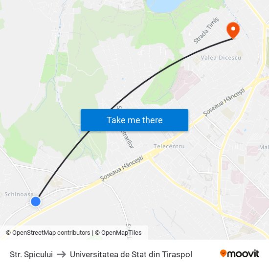 Str. Spicului to Universitatea de Stat din Tiraspol map