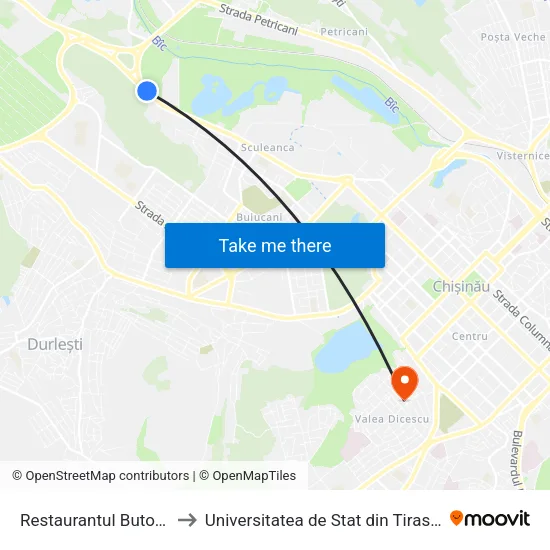 Restaurantul Butoiaș to Universitatea de Stat din Tiraspol map