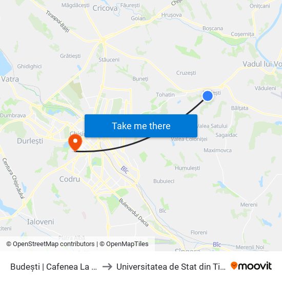 Budești | Cafenea La Foma to Universitatea de Stat din Tiraspol map