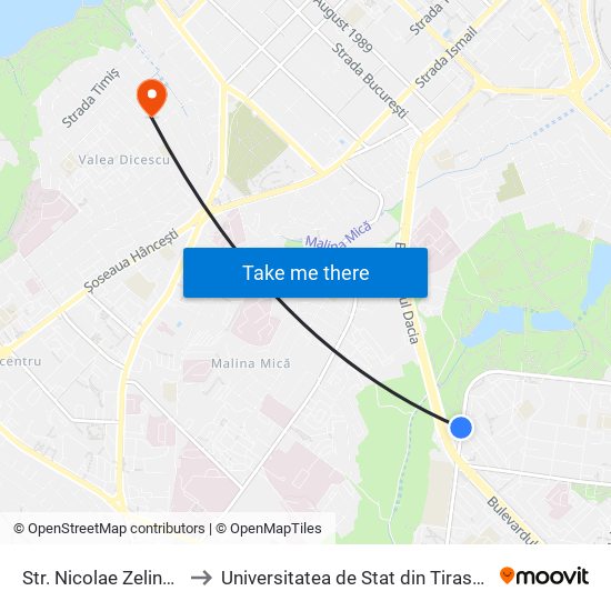 Str. Nicolae Zelinski to Universitatea de Stat din Tiraspol map