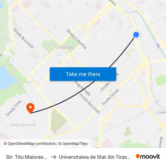 Str. Titu Maiorescu to Universitatea de Stat din Tiraspol map