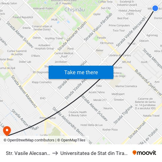 Str. Vasile Alecsandri to Universitatea de Stat din Tiraspol map