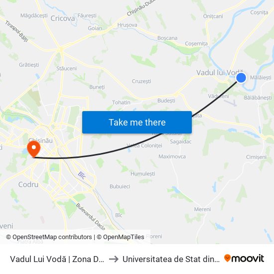 Vadul Lui Vodă | Zona De Odihnă to Universitatea de Stat din Tiraspol map