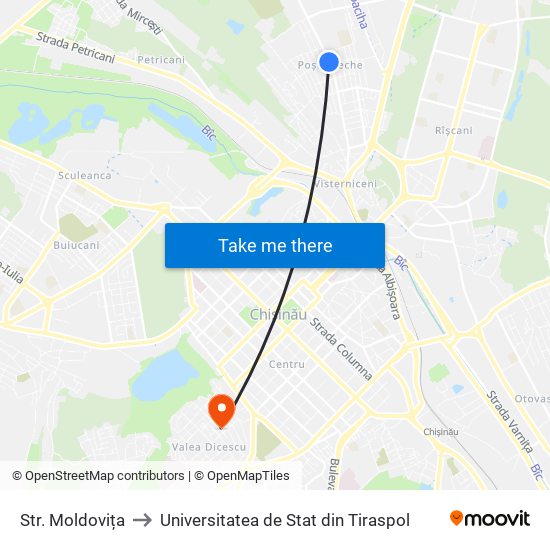 Str. Moldovița to Universitatea de Stat din Tiraspol map