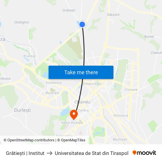 Grătiești | Institut to Universitatea de Stat din Tiraspol map