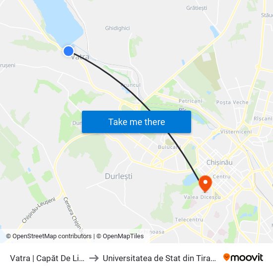 Vatra | Capăt De Linie to Universitatea de Stat din Tiraspol map