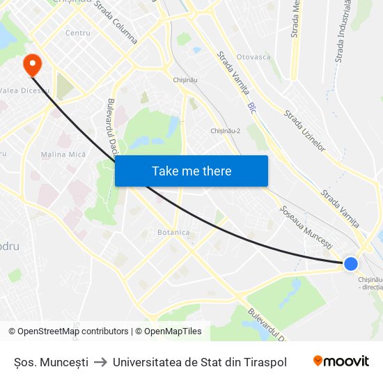 Șos. Muncești to Universitatea de Stat din Tiraspol map