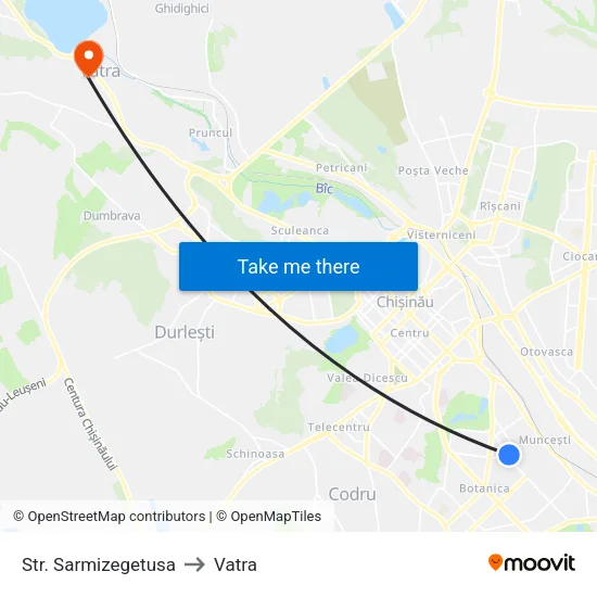 Str. Sarmizegetusa to Vatra map