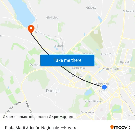 Piața Marii Adunări Naționale to Vatra map