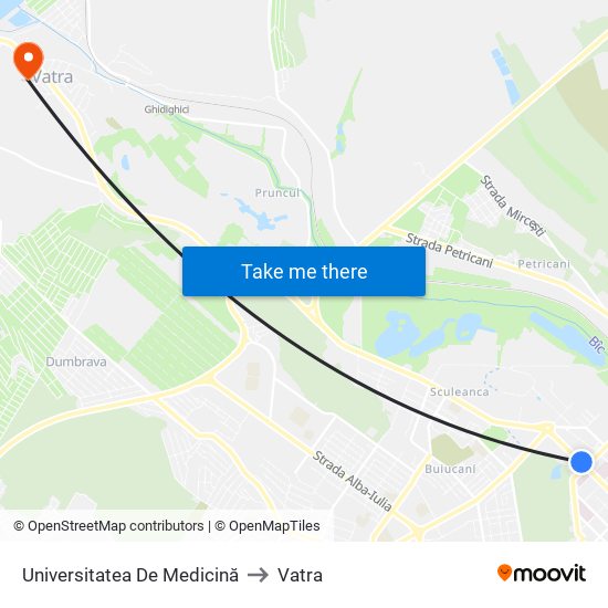 Universitatea De Medicină to Vatra map