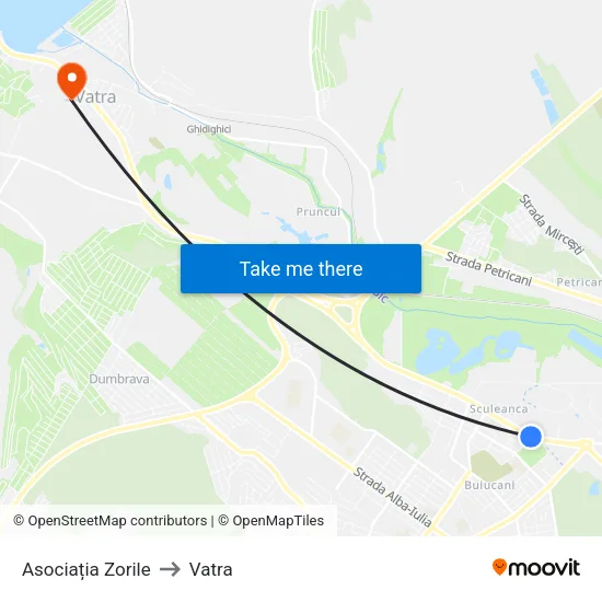 Asociația Zorile to Vatra map