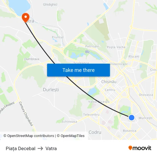 Piața Decebal to Vatra map