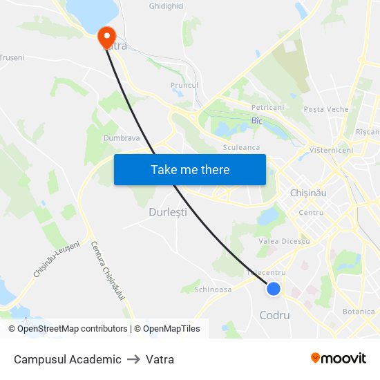 Campusul Academic to Vatra map