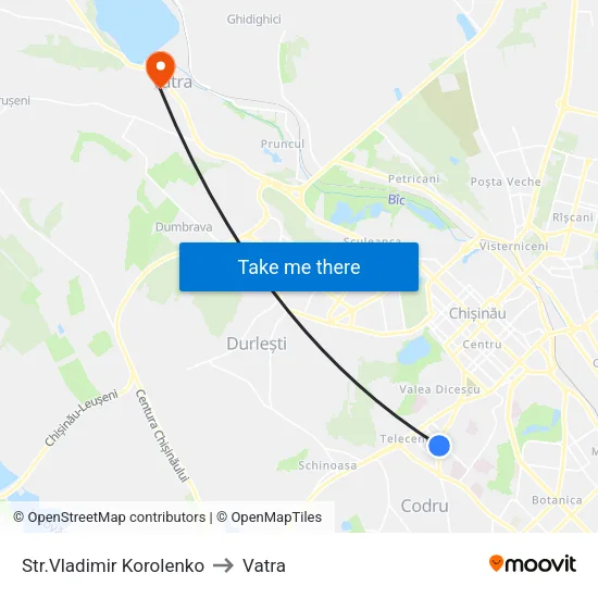 Str.Vladimir Korolenko to Vatra map